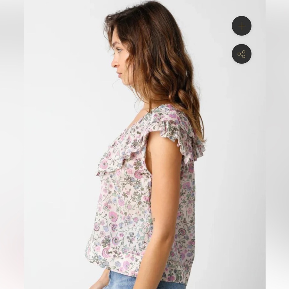 Olivaceous Floral Ruffle Blouse